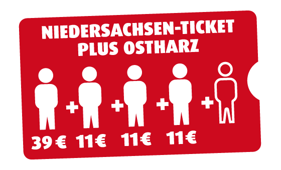 Niedersachsen-Ticket plus Ostharz 4 Personen Niedersachsen-Ticket plus Ostharz 4 Personen